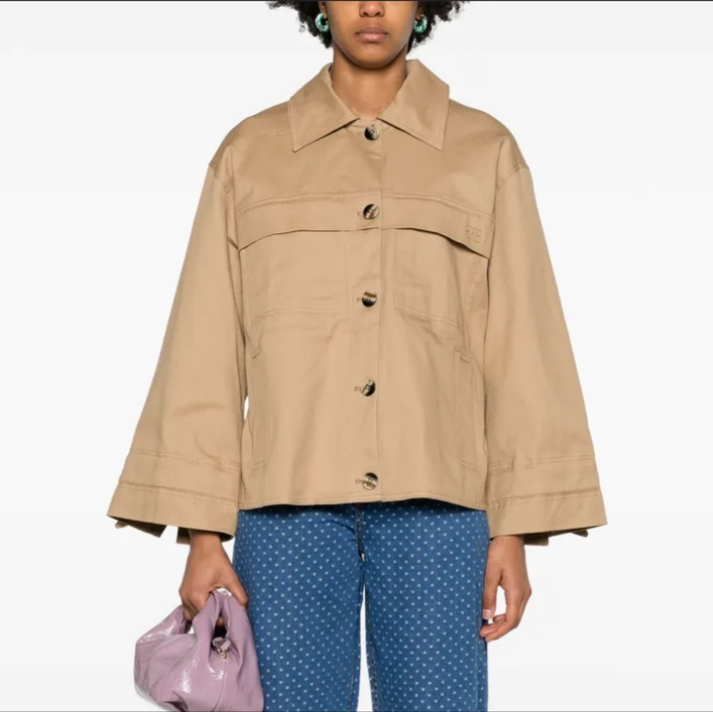 GANNI Embroidered Logo, Camel Color